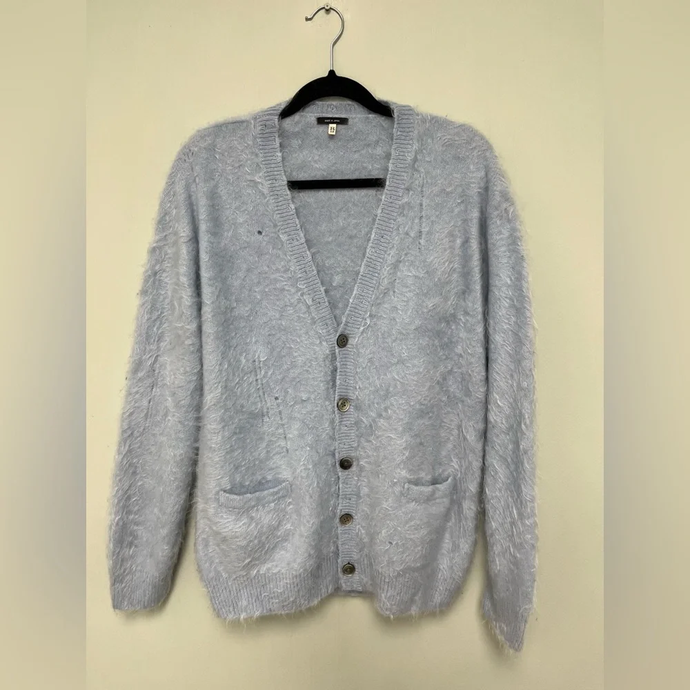 R13 Japanese Brushed Cashmere Cardigan - Light Blue. Size medium - Picture 9 of 14